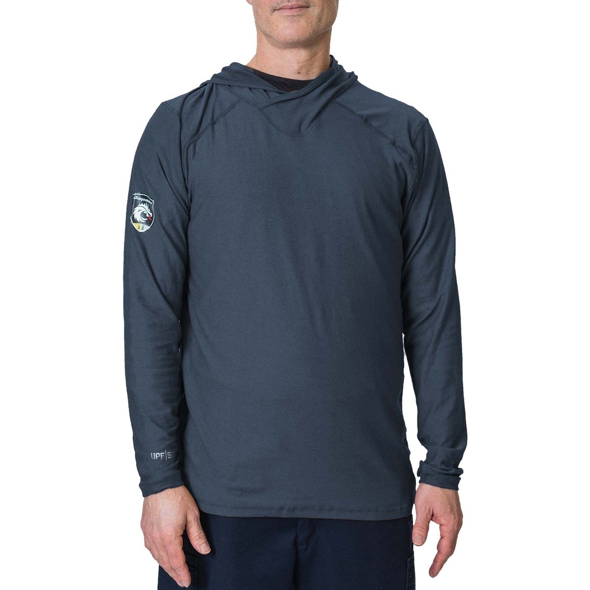 DragonWear Pro Dry Tech Long Sleeve Shirt with Hood in Navy